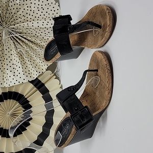 Coach Bernadette Wedge Cork Thong Sandals Size 7
